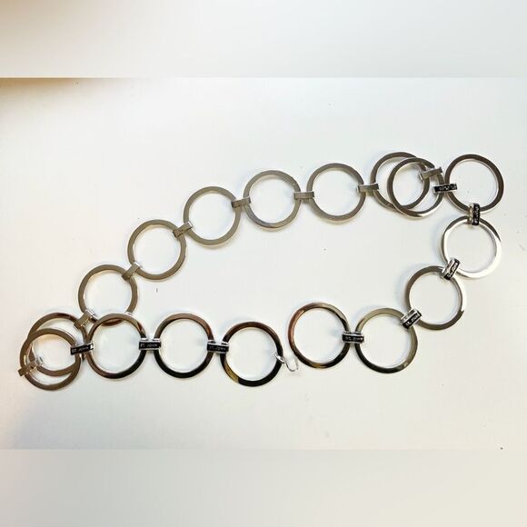 Vintage St John silver tone oversized wide link ring chain belt. Y2K - Picture 1 of 10